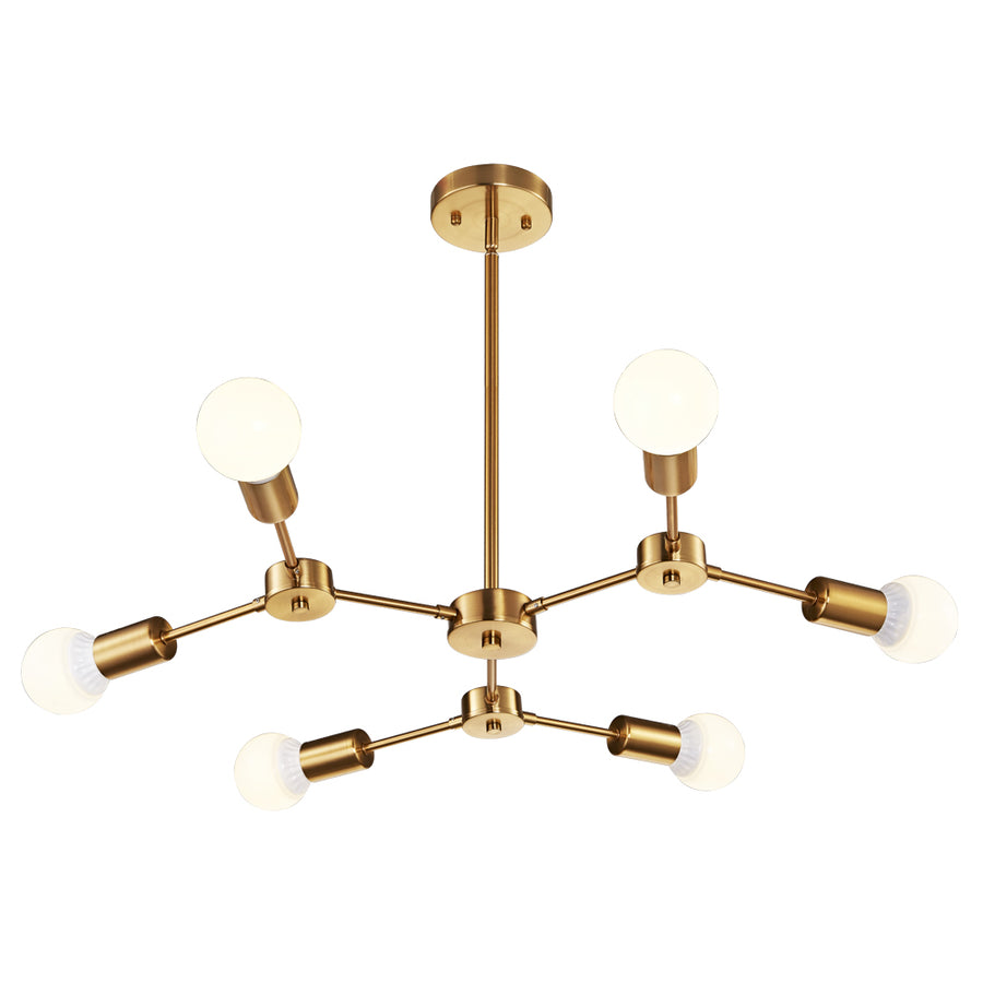 BONLICHT Modern Sputnik Chandeliers 6-Light Brass Mid Century