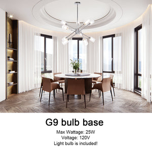 BONLICHT 10 Lights Sputnik Chandelier Chrome with Clear Glass Shade