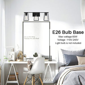 BONLICHT Bathroom Vanity Light Fixtures Black Finish 3-Light