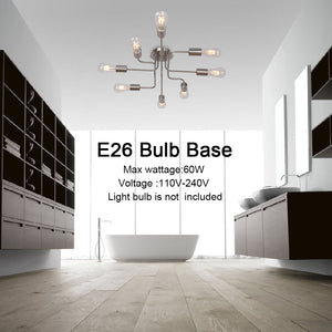 BONLICHT 8 Lights Metal Ceiling Light Semi Flush Mount Brushed Nickel
