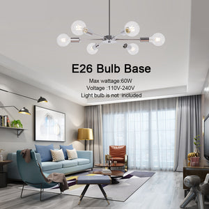 BONLICHT 6 Lights Chrome Sputnik Chandelier