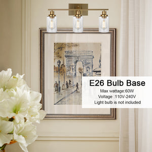 BONLICHT 3 Lights Sconces Wall Lighting Brass Contemporary Bathroom Vanity Light Fixtures