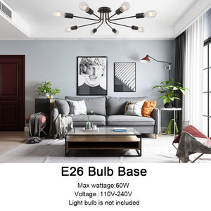 BONLICHT Modern 8 Light Ceiling Light Industrial Metal Oil Rubbed Bronze Sputnik Chandelier