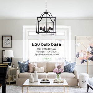 BONLICHT 6 Lights Farmhouse Chandelier Bird Cage 16-Inch Black Finish