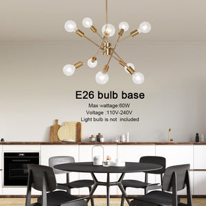 BONLICHT 10 Lights Modern Chandeliers Brass Sputnik Light