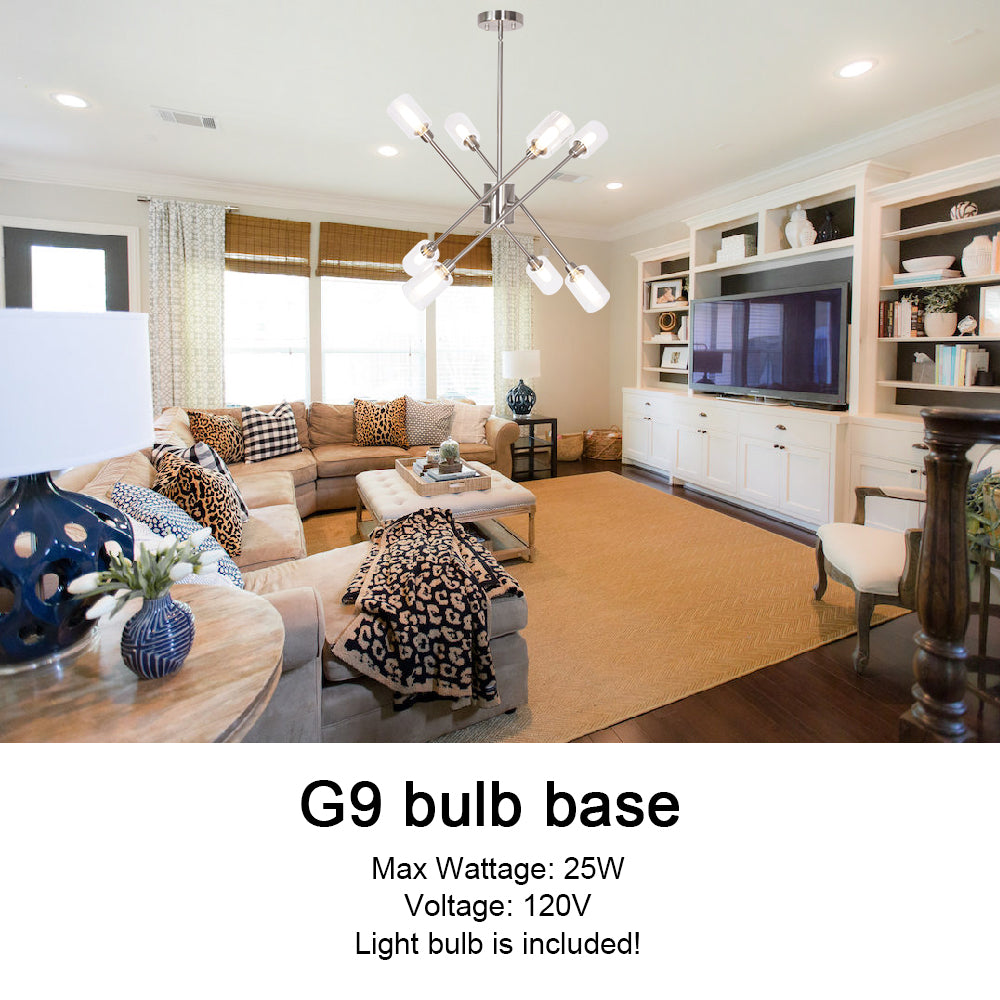 Sputnik Chandelier | 8 Lights Nickel | Modern Lighting | Chandelier ...
