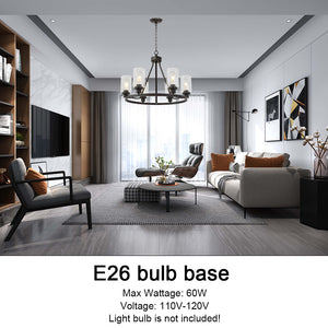 BONLICHT 6-Light Glass Round Chandelier Oil-Rubbed Bronze