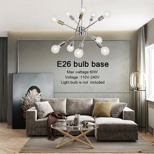 BONLICHT Large Chandelier Lighting Sputnik Flush Mount 10 Lights Chrome