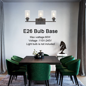 BONLICHT 3 Light Bathroom Vanity Light Oil Rubbed Bronze with Clear Glass Shade Sconces