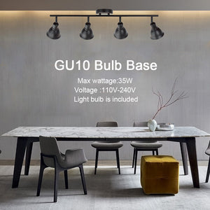 BONLICHT 4-Light Track Lighting Black, Spotlights Kitchen Light Fixtures Ceiling, 35W GU10 Base Halogen Bulbs Included