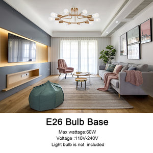 BONLICHT Modern Ceiling Light 10-Light Brushed Brass Sputnik Chandelier Lighting 