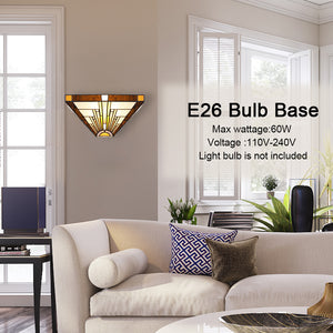 BONLICHT Tiffany Style1-Light Wall Sconce with 12 Inch Width Stained Glass Shade Wall Lamp