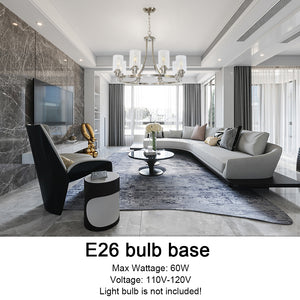 BONLICHT Modern Chandelier Round Brushed Nickel Finish 8 Lights with Clear Glass Shade