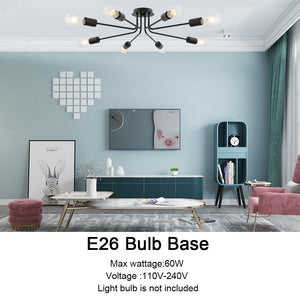 BONLICHT 8 Light Ceiling Light Industrial Metal Black Sputnik Chandelier