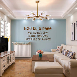 BONLICHT Sputnik Chandelier Brass 8 Lights Semi Flush Mount