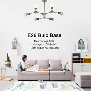 BONLICHT 6-Light Modern Chandeliers Sputnik Style Brushed Nickel