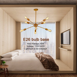 BONLICHT Sputnik Chandelier 8-Lights Brass Modern Pendant Lighting