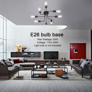 BONLICHT Black Sputnik Lights 8 Lights Industrial Semi Flush Mount Ceiling Light Fixture