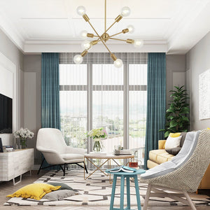 BONLICHT 8 Lights Modern Sputnik Chandelier Lighting Brushed Brass with Adjustable Arms