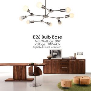 BONLICHT Mid Century Modern Chandelier Sputnik 8-Light Brushed Nickel