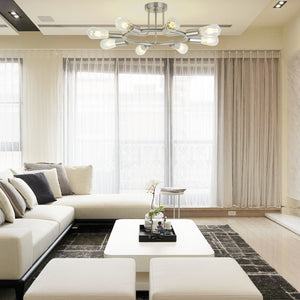 BONLICHT 8-Light Industrial Ceiling Light Semi Flush Mount  Brushed Nickel Finished