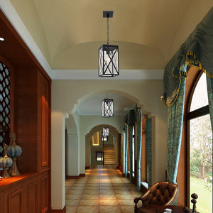 BONLICHT Outdoor Pendant Light Black Finish, 1-Light Exterior Hanging Light Fixtures Ceiling