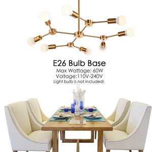 BONLICHT Brass Sputnik Chandeliers 8-Light Mid Century Modern Lighting