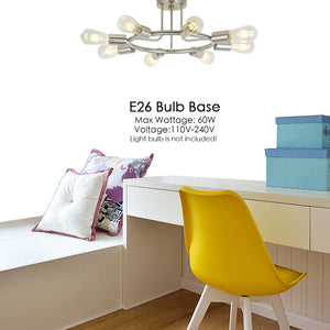 BONLICHT 8-Light Industrial Ceiling Light Semi Flush Mount  Brushed Nickel Finished
