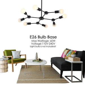 BONLICHT 8-Light Industrial Sputnik Chandelier Black