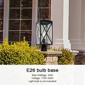 BONLICHT 1-Light Outdoor Post Light Fixture, Black Exterior Post Lantern