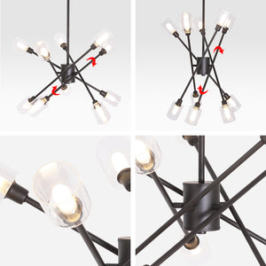 BONLICHT 10 Lights Sputnik Chandelier Oil Rubbed Bronze with Clear Glass Shade