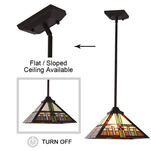 BONLICHT Pendant Lighting Tiffany-Style Mission, 1-Light Mini Chandelier 12-inch Glass Shade
