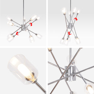 BONLICHT 10 Lights Sputnik Chandelier Chrome with Clear Glass Shade