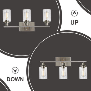 BONLICHT 3 Lights Wall Sconce Brushed Nickel Finished Modern Bathroom Vanity Light Fixtures