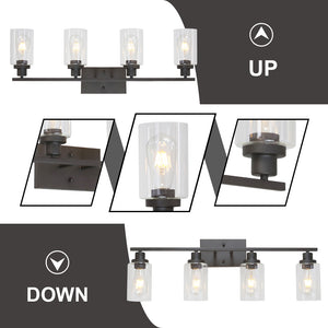 BONLICHT 4 Lights Wall Sconce Lighting Oil Rubbed Bronze Finished with Clear Glass Shade