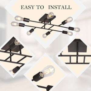 BONLICHT 8 Lights Oil Rubbed Bronze Sputnik Chandelier Vintage Metal Ceiling Lighting