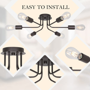 BONLICHT 6 Light Sputnik Chandelier Oil Rubbed Bronze Ceiling Light Semi Flush Mount