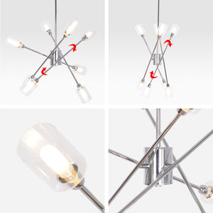 BONLICHT 8 Lights Contemporary Chandelier Sputnik Chrome with Glass Shade