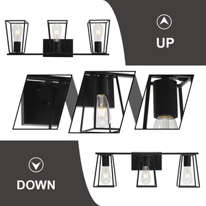 BONLICHT Bathroom Vanity Light Fixtures Black Finish 3-Light