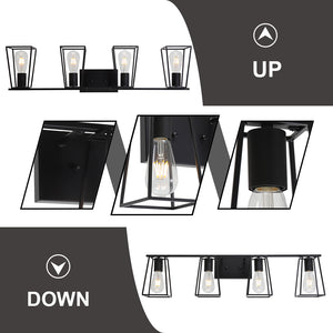 BONLICHT 4-Light Black Vanity Lights for Bathroom
