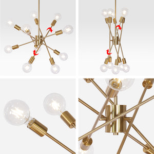 BONLICHT 10 Lights Modern Chandeliers Brass Sputnik Light