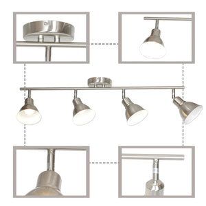 BONLICHT 4-Light Ceiling Spotlights Track Lighting Kit, Brushed Nickel Finished, 35W GU10 Base 4 Bulbs Included