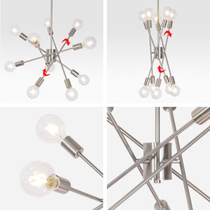 BONLICHT Sputnik Chandeliers Modern 10 Lights Brushed Nickel
