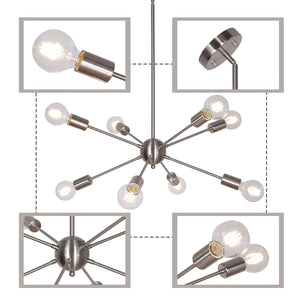 BONLICHT 8-Light Modern Sputnik Pendant Light Brushed Nickel