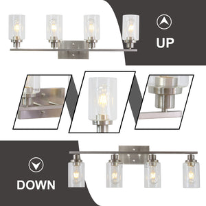 BONLICHT Bathroom Light Fixtures Brushed Nickel 4 Heads Modern Wall Lights