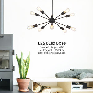 BONLICHT Sputnik Chandelier 10 Lights Black Industrial Pendant Lighting Suite for Any Space