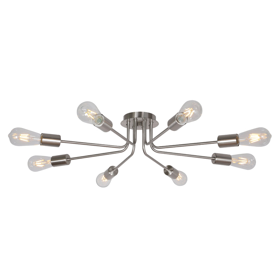 BONLICHT 8 Light Mid Century Chandelier Sputnik Modern Ceiling Lighting Brushed Nickel