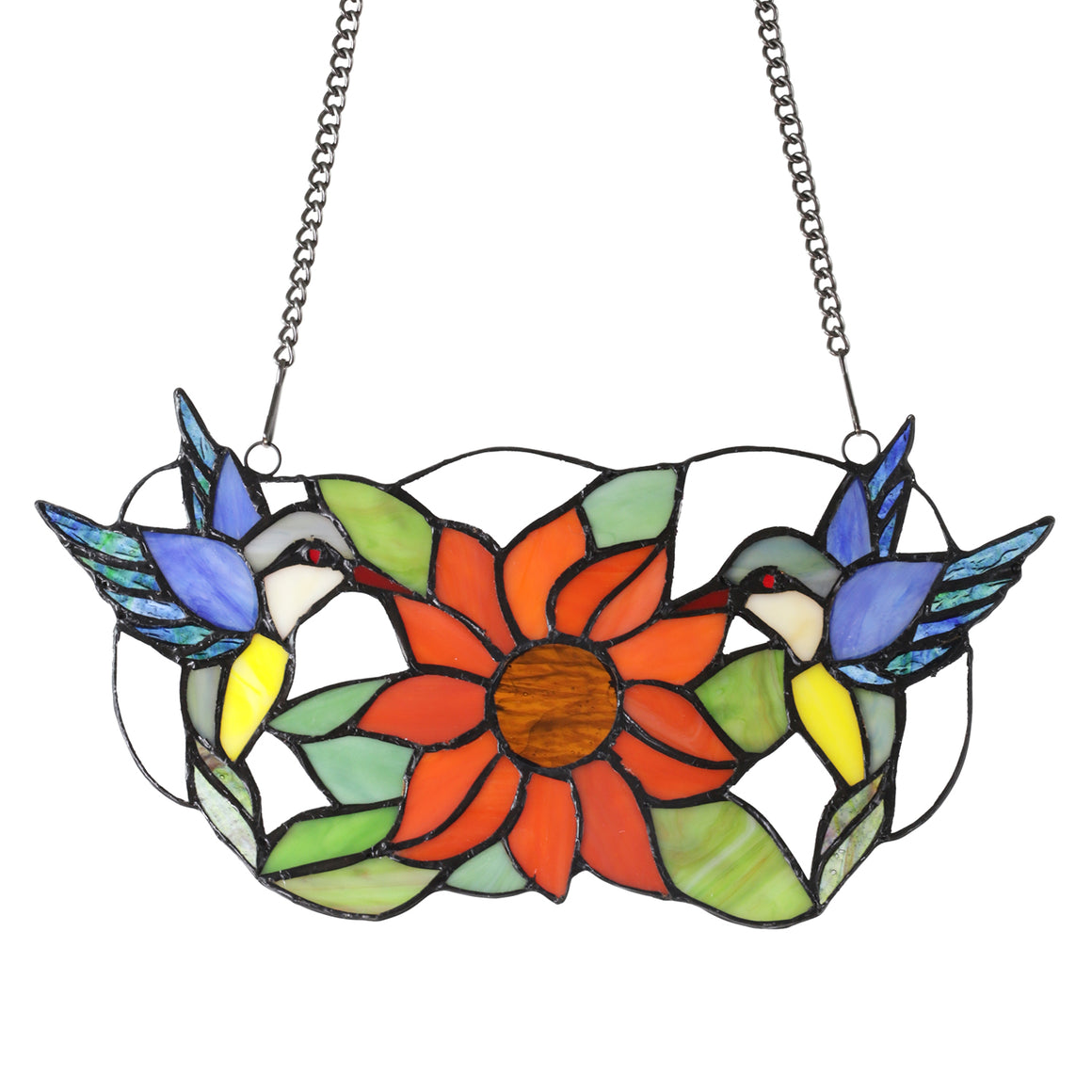 BONLICHT Tiffany Stained Glass Panel 13.7 Inches Wide with 33 Inches Chain