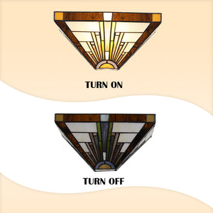 BONLICHT Tiffany Style1-Light Wall Sconce with 12 Inch Width Stained Glass Shade Wall Lamp