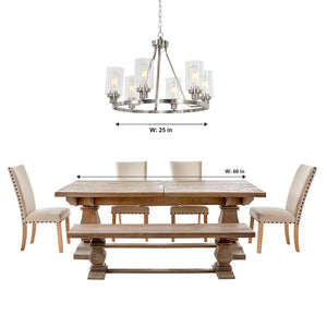 BONLICHT 6 Lights Round Chandelier Brushed Nickel